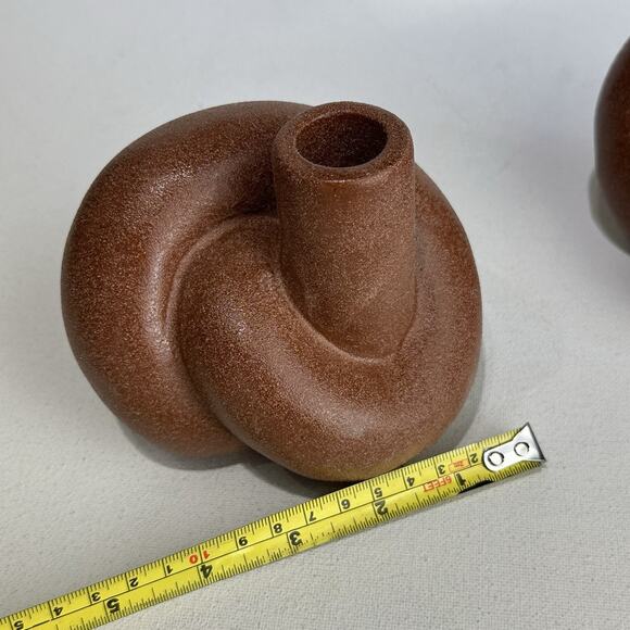 47 & Main Brown Knot Ceramic Modern Candle Holders Set of 2 Sculptural Decor - Picture 12 of 12